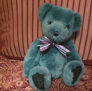 Limited Edition VINTAGE GUND Teal Plush Teddy Bear with Signature Paw